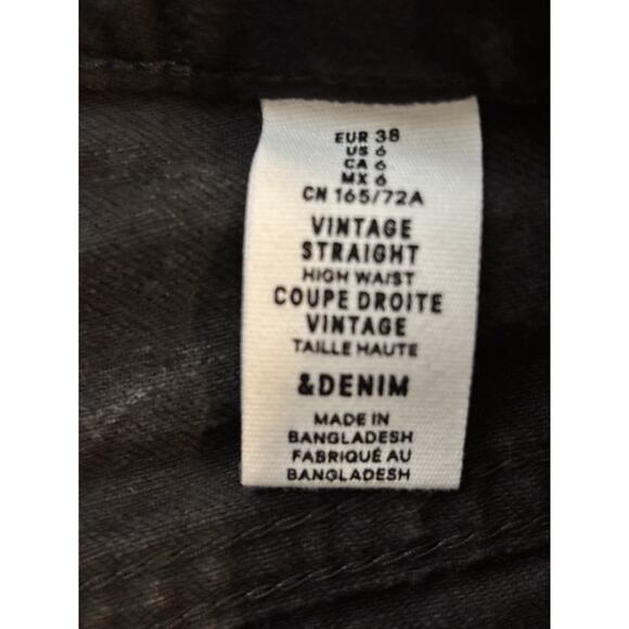 H&M High Rise Vintage Straight Jeans Women's Size 6 Dark Wash Denim - Picture 4 of 5